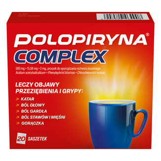 Polopiryna Complex 500 mg + 15,58 mg + 2 mg, proszek do sporządzania roztworu doustnego, 20 saszetek - 2 - zdjęcie produktu