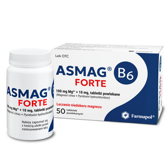 Asmag B6 Forte 100 mg + 10 mg, 50 tabletek powlekanych - zdjęcie produktu