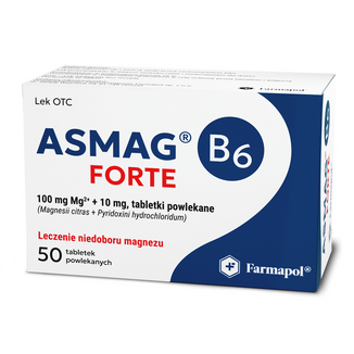 Asmag B6 Forte 100 mg + 10 mg, 50 tabletek powlekanych - 2 - zdjęcie produktu