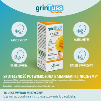 GrinTuss Pediatric, kaszel suchy i mokry, syrop dla dzieci powyżej 1 roku życia, 180 g - 2 - zdjęcie produktu