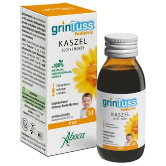 GrinTuss Pediatric, kaszel suchy i mokry, syrop dla dzieci powyżej 1 roku życia, 128 g - zdjęcie produktu